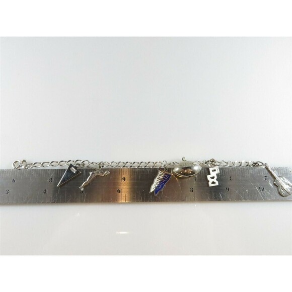 Vintage Sterling Silver High School Charm Bracelet 7" TL With Charms - Picture 11 of 11